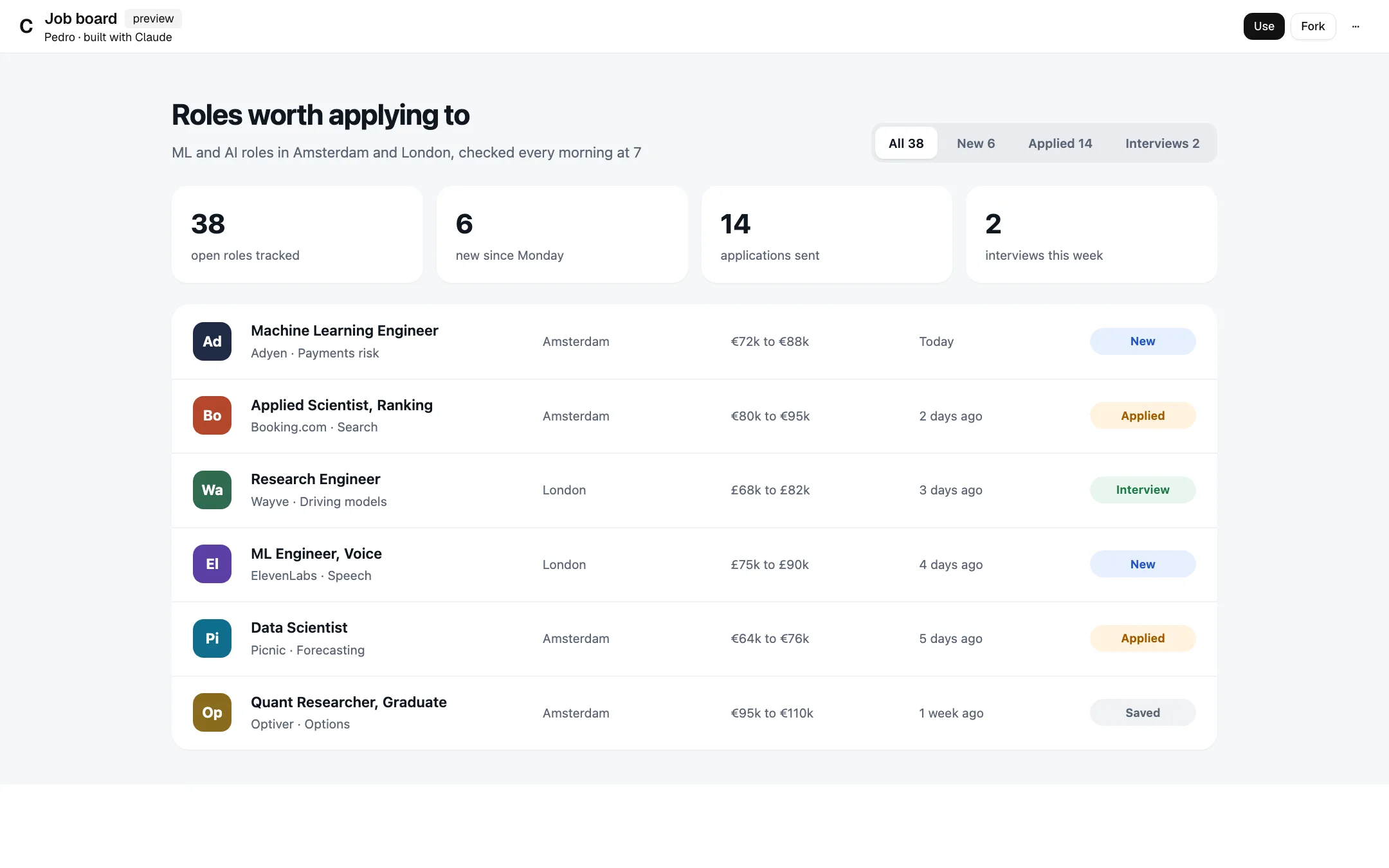A shared app open in Commons